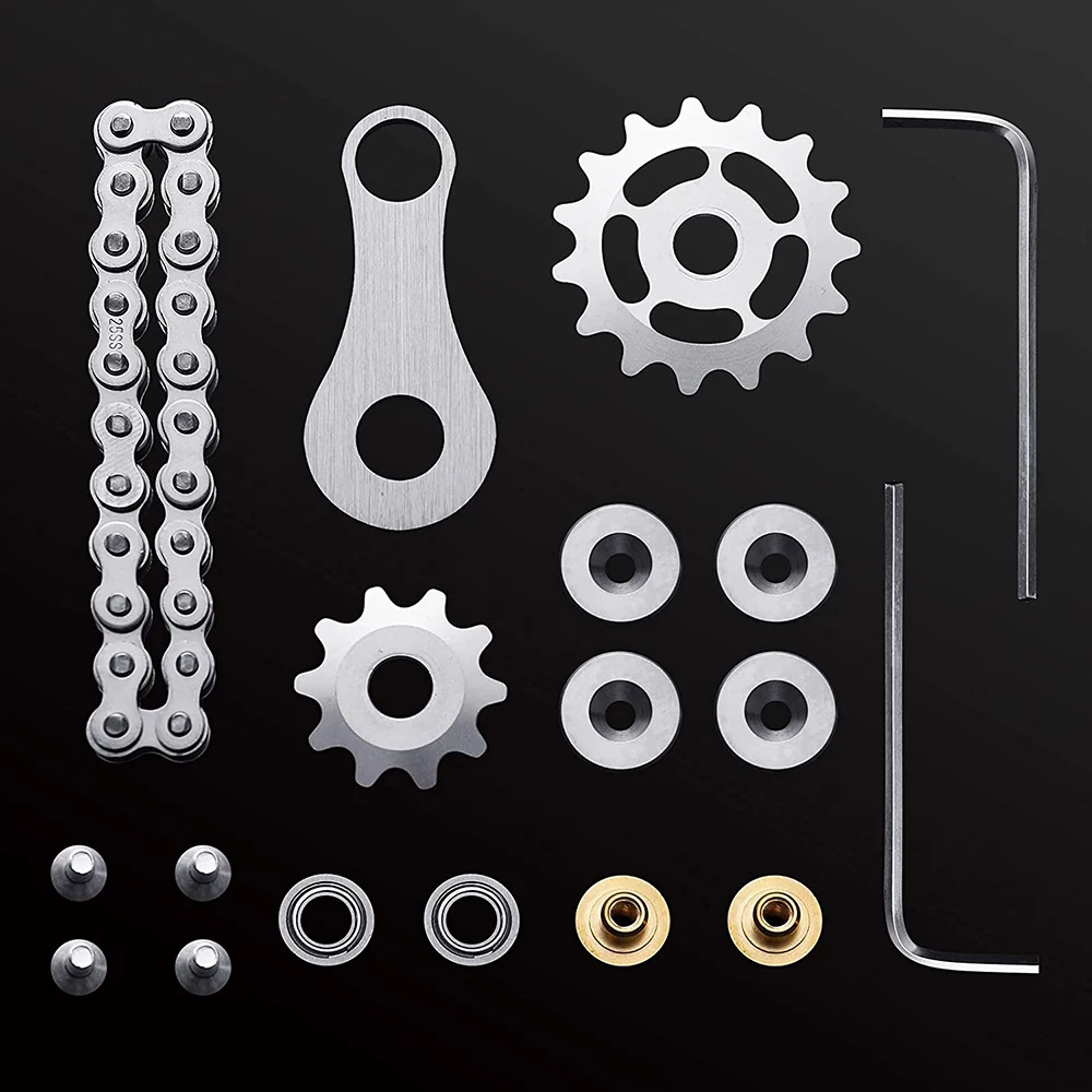 EDC Toothed Sprockets Chain Fidget Toy Metal Stainless Steel Linkage Bike Chain Ring Flywheel Fingertip Gear Fidget Spinner Gift