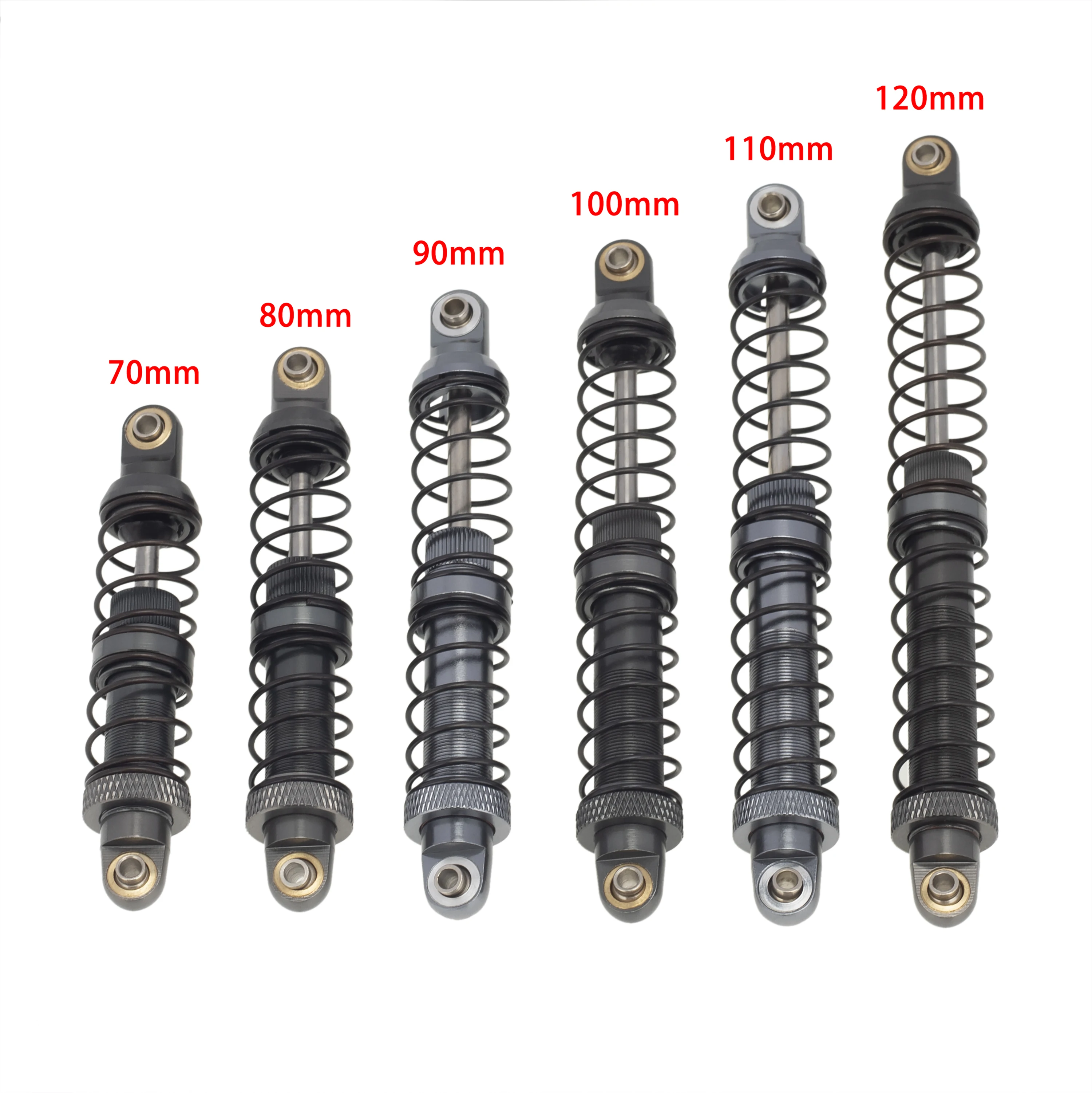 

Meus Racing Metal Oil Damper Shocks Absorber 70mm/80mm/90mm/100mm/110mm/120mm For 1/10 RC Rock Crawler SCX10 II T4