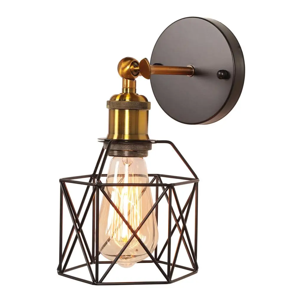 خمر الحديد الصناعية أضواء الجدار LED أباجورة الظل غرفة المعيشة مقهى إضاءة داخلية ديكور تركيب المصابيح E27 الجدار الشمعدان