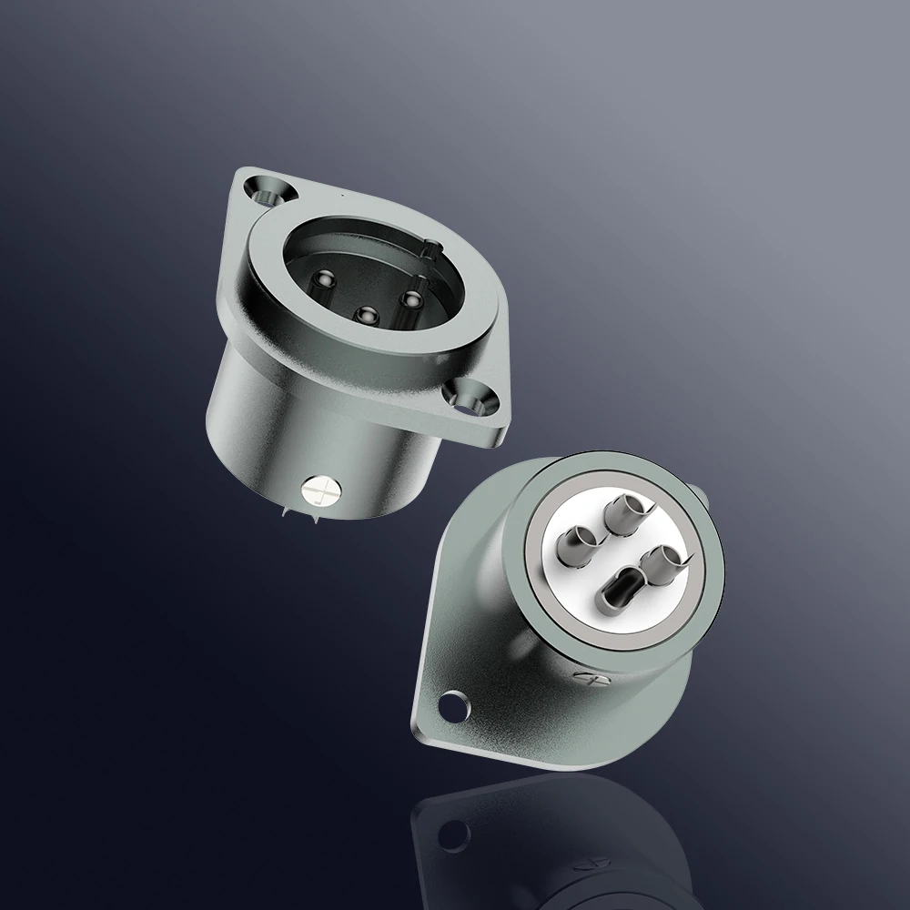 Viborg CM201R pure copper Rhodium plated XLR 3 Pin male Chassis Panel Mounted Socket Adapter Soldering XLR socket Male socket