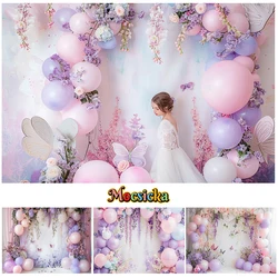 Mocsicka Photography Background Spring Floral Balloon Butterfly Decor Cake Smash Baby Shower Kids Portrait Backdrop Photo Studio