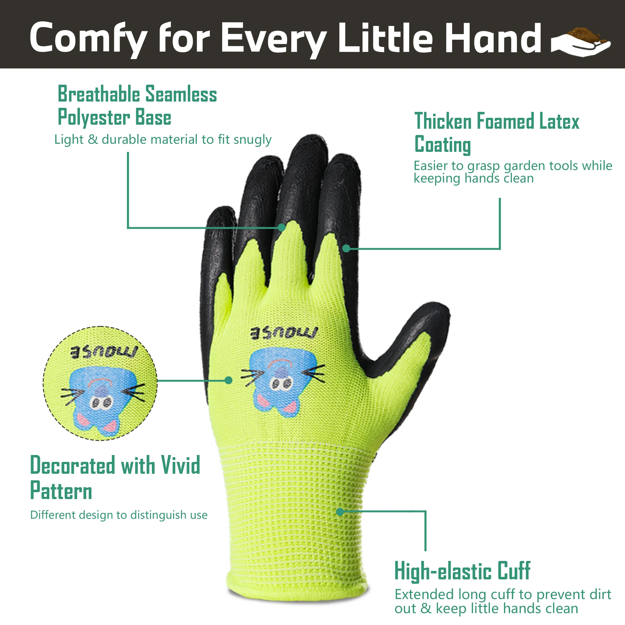4쌍의 어린이용 장갑 다양한 색상과 귀여운 패턴의 라텍 - Kids Outdoor Gloves 리뷰 및 가격