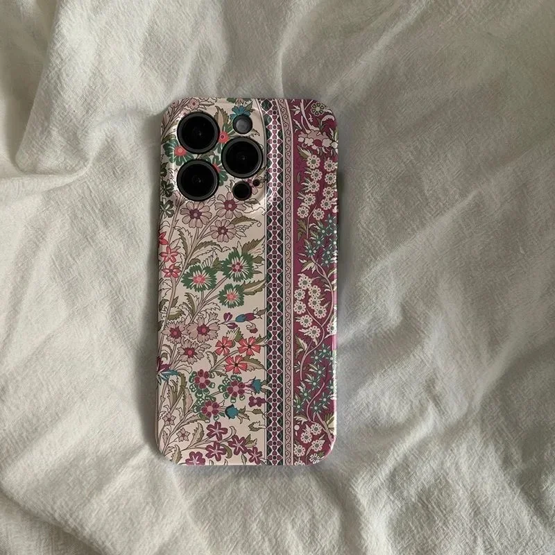 Coque rétro à fleurs de Style britannique, étui arrière pour IPhone 16 15 14 13 Pro Max 13 12 Mini 12 Pro 11 Pro Max SE3 XR XS MAX 14 PLUS PC