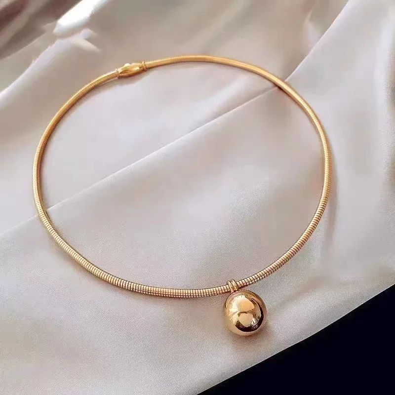 2025 nowa okrągła wisiorek w kształcie kuli Chockers ze stali nierdzewnej momenty seksowny przesadny naszyjnik koreańskich kobiet moda biżuteria dla Gifl — zdjęcie 2
