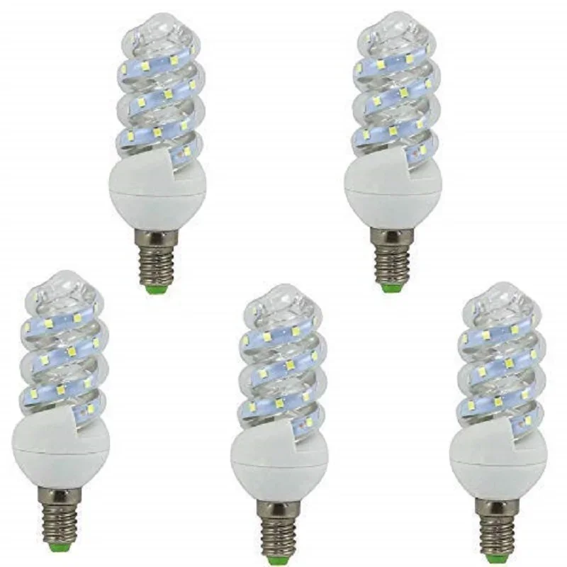 Bombilla led mini espiral e14 5 w (pacote 5) (3000k)