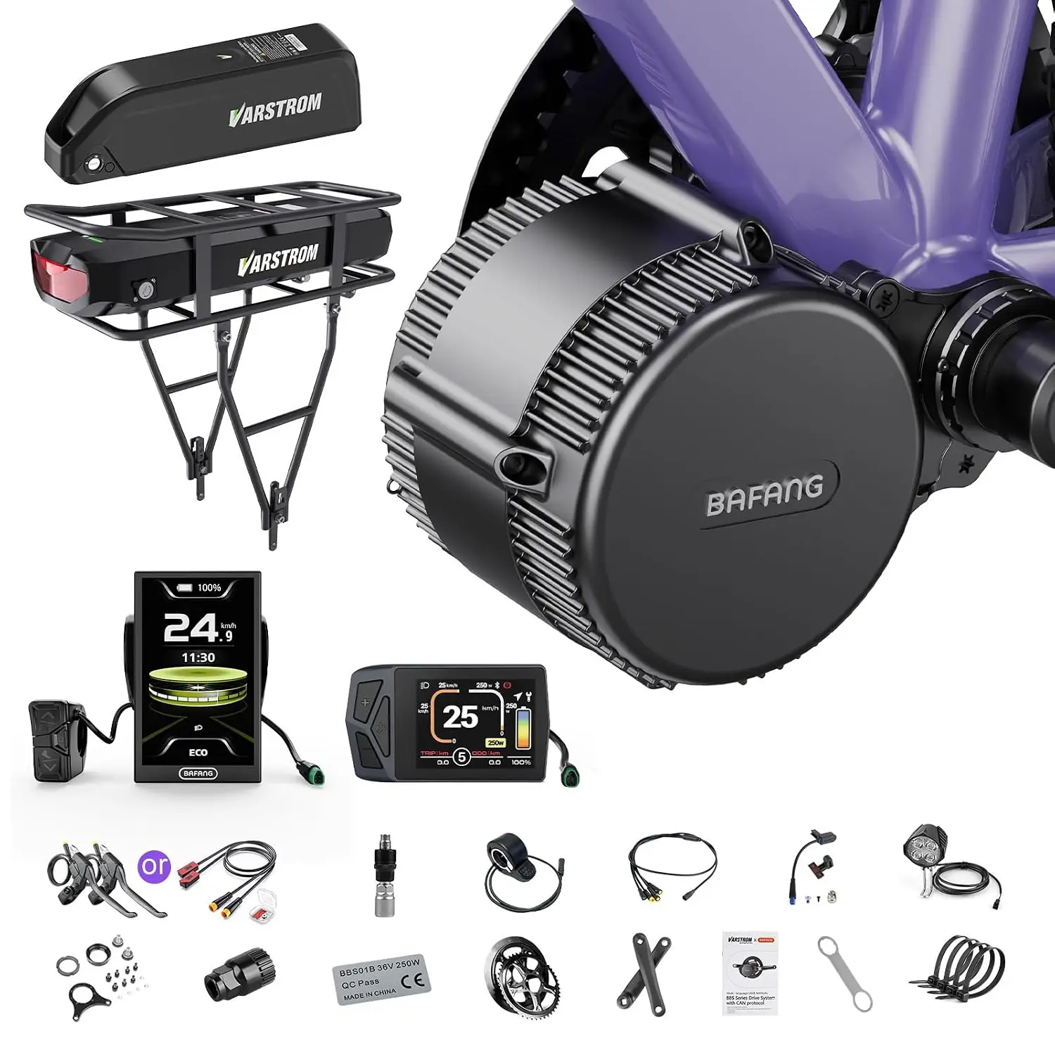 Bafang 48V 750W middenmotor met CAN-protocol en 48V 52V20AH Hailong lithiumbatterij
