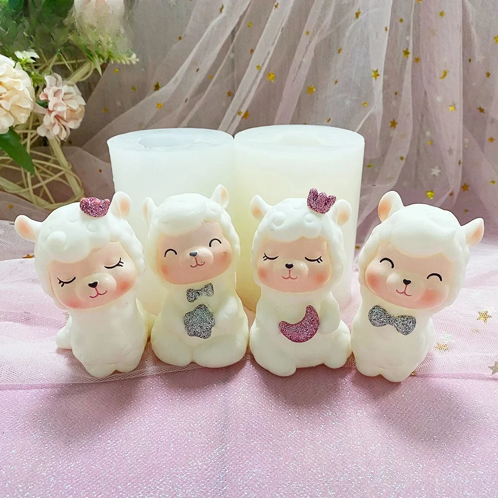 4 style Śliczne 3D Cartoon Sheep Silikonowe formy Dekoracja Świeca Rękodzieło Żywica gipsowa Artykuły domowe Prezent walentynkowy — zdjęcie 2