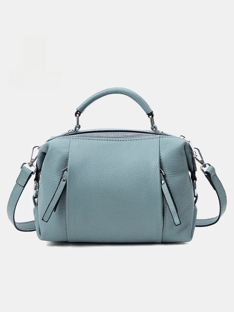 Zency damska torba z prawdziwej skóry prosta, wysokiej jakości torba materiałowa mała torebka w stylu vintage Boston kobieca torba na ramię typu crossbody — zdjęcie 2