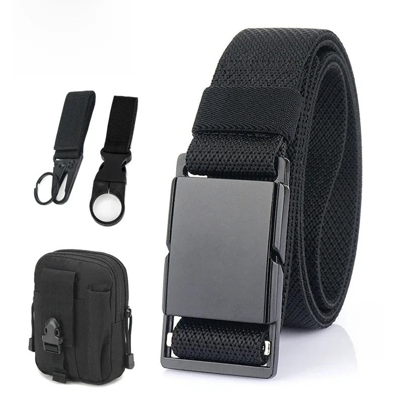 VATLTY 3.4cm Ceinture Élastique Décontractée pour Hommes, Boucle Magnétique En Métal Dégagement Rapide Extérieur Ceinture De Travail Extensible Ceinture Mâle Ceinture