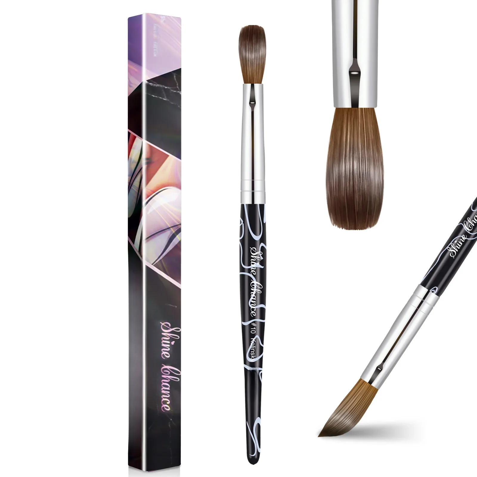 Pędzel do paznokci akrylowych Shine Chance, 100% czysty owalny pędzel do paznokci Kolinsky Hair do aplikacji akrylowej, profesjonalne przedłużanie paznokci — zdjęcie 2