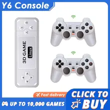 Boyhom y6 console de jogos retrô 4k 60fps saída hdmi baixa latência gd10 tv game stick alça dupla console de jogos doméstico portátil para gba