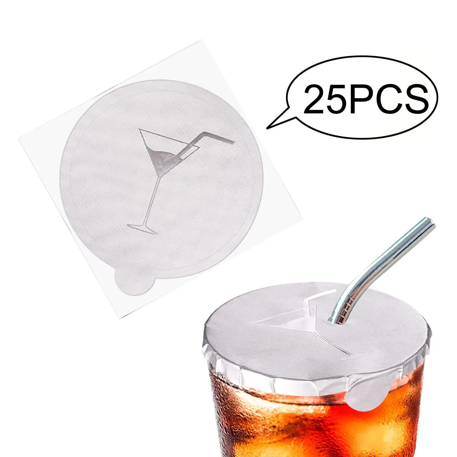 25Pcs Protective Drink Cap 4 Inch Drinking Glasses Covers Drink Protector Stickers for Most Cup Sizes Cocktail
