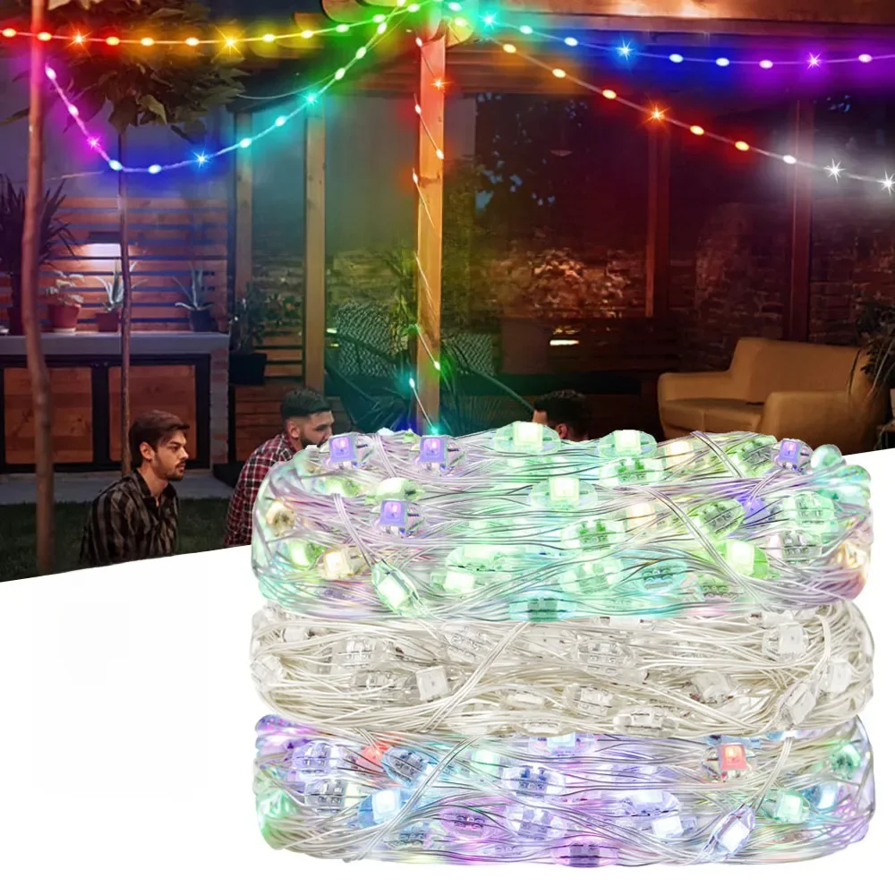 WS2812B RGBIC LED Streifen String Kupferdraht WS2812 Individuell adressierbare Party Hochzeit Girlande Deco Weihnachtsbeleuchtung DC5V/12V