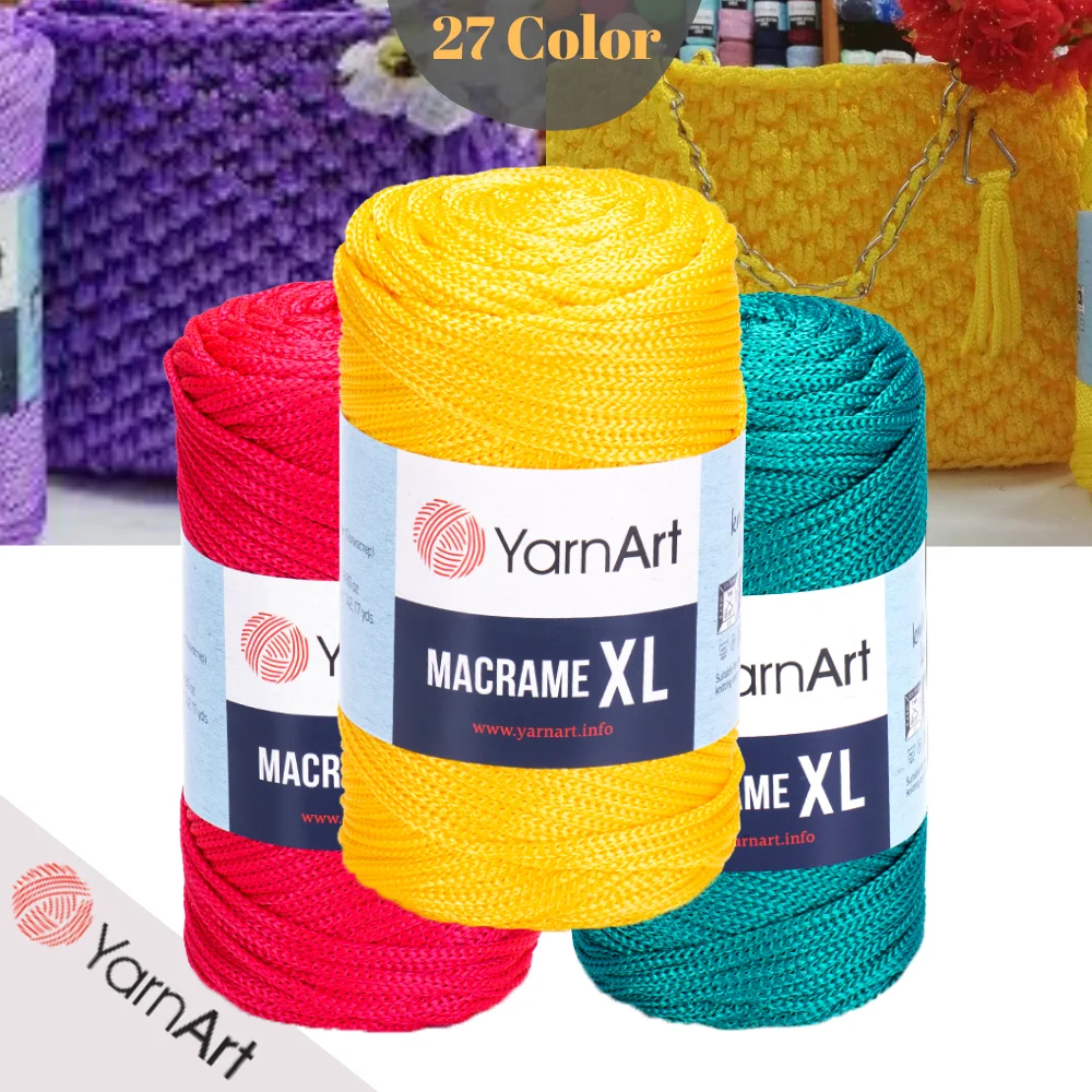 YarnArt Macrame XL Yarn - 27 Color Options - 130 Meters(250gr) - Polyester - Wall Ornament - Cover - Curtain - Basket - Flower Pot -  Cardigan -