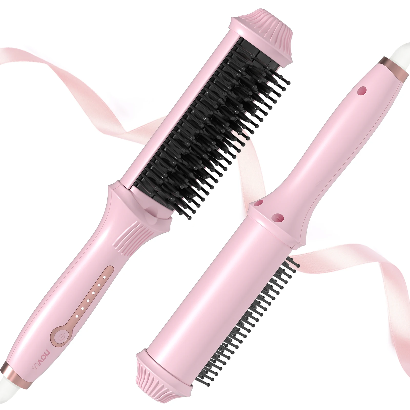 

Ionic Hair Straightener Brush, 4 Temps & 30s Heating&Auto-Off, Anti-Scald Ceramic Straightening Comb Fast Heating for Home Salon