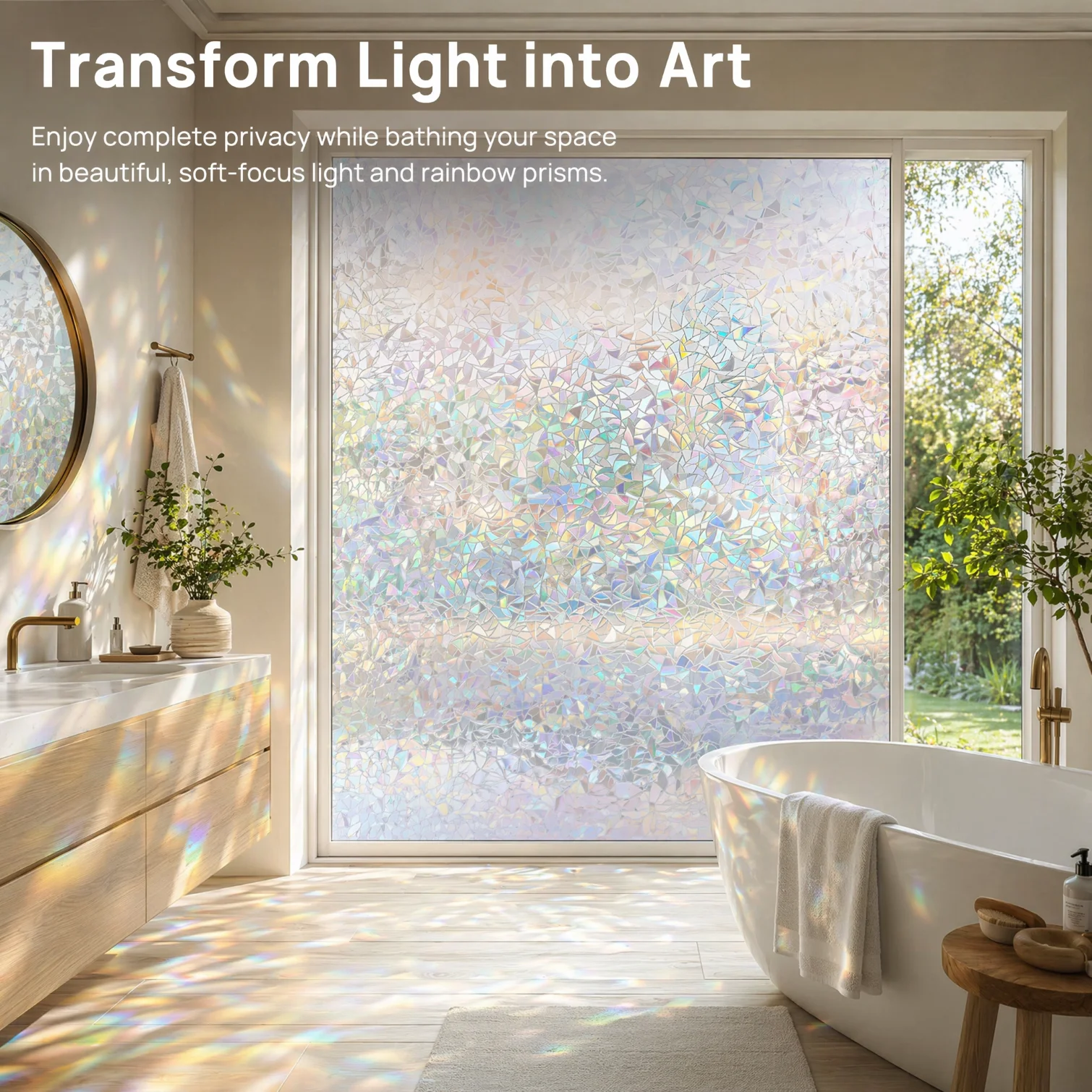 3D Regenbogen Holographische Irisierende Sichtschutz-Fensterfolie Statisch Haftend Ohne Klebstoff UV-Block Wärmekontrolle für Haus Büro Glastür – Detail 4
