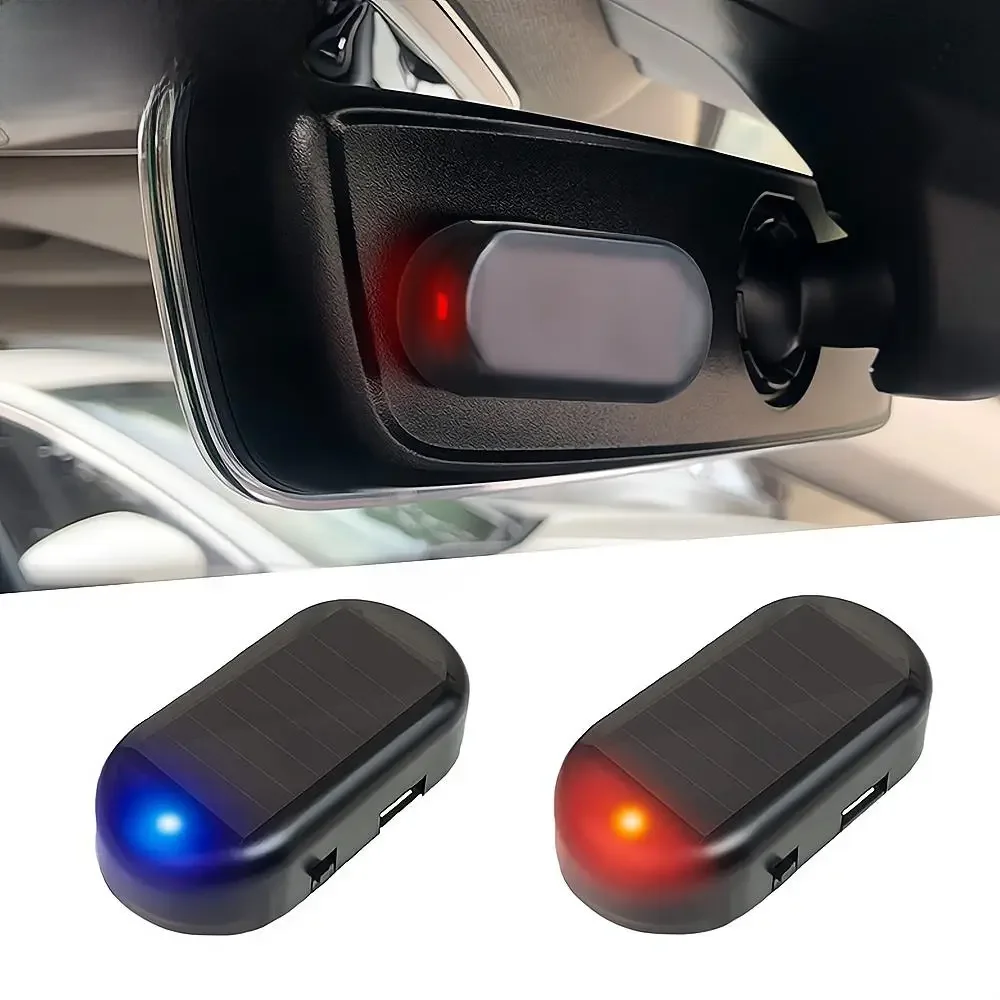 Solar Powered Car Security Light, Alarme falso manequim, Aviso sem fio, Anti Theft Caution Lamp, LED