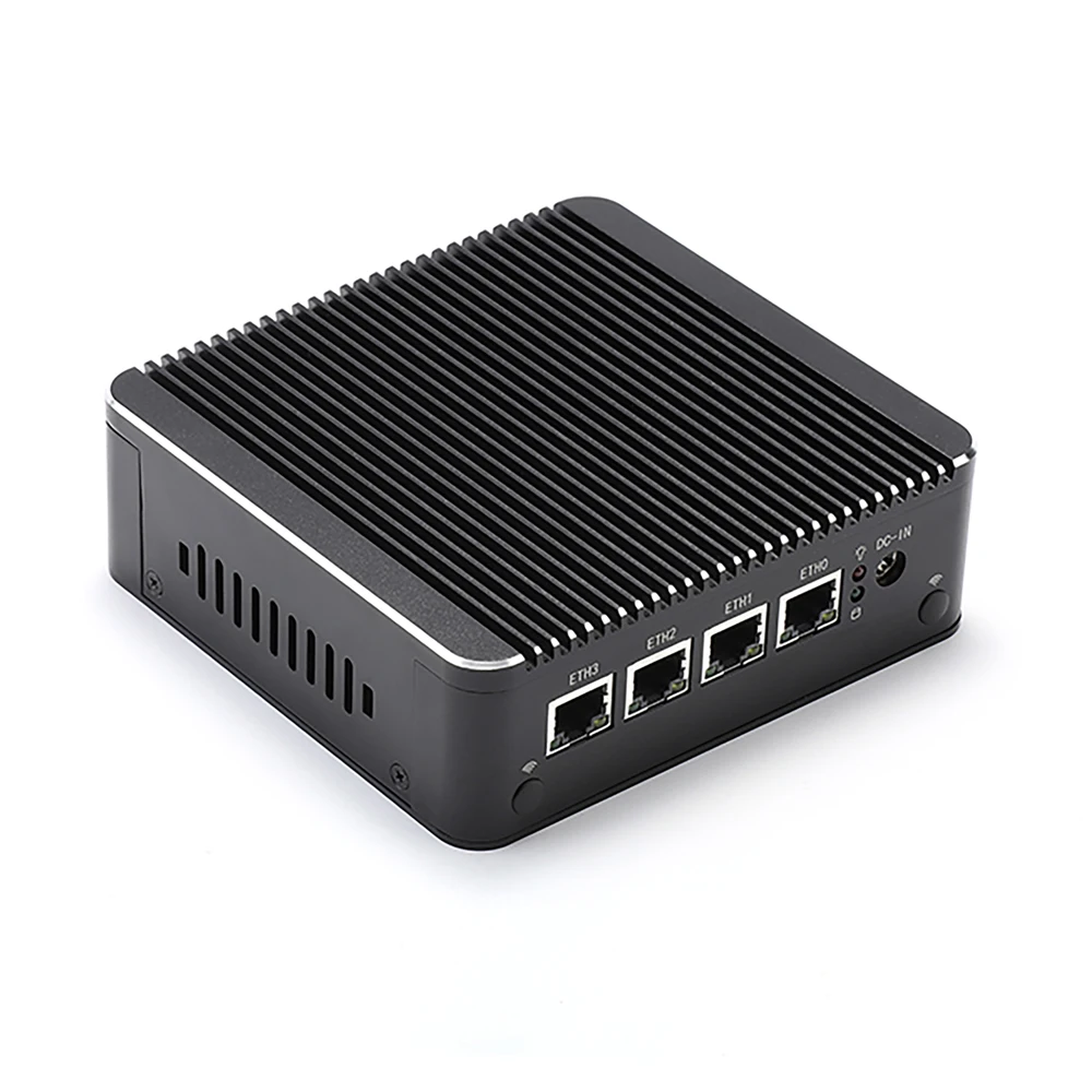 HUNSN Micro Aparelho Firewall, Mini PC, PFSense, Celeron J4125, RS34, Mikrotik, OPNsense, VPN, Roteador PC, AES-NI, 4LAN, 2USB3.0, VGA, HDMI