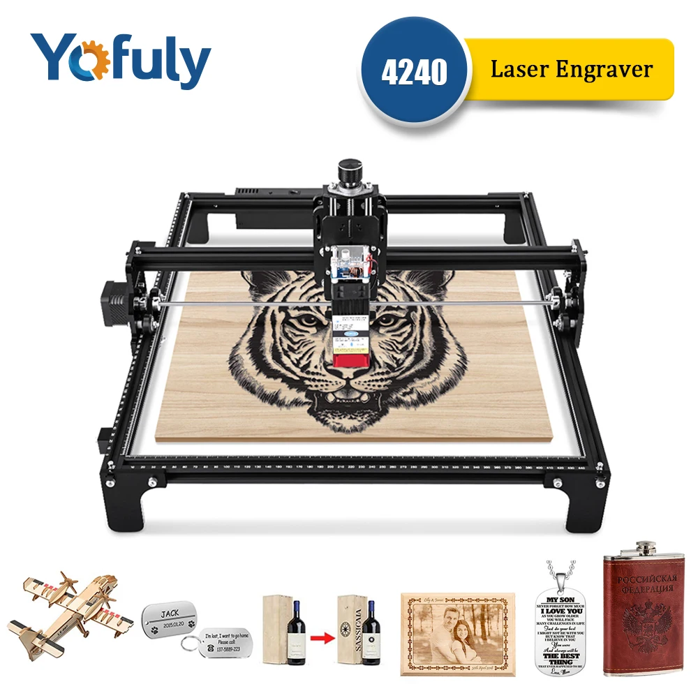 Yofuly 40w Laser Engraving Machine CNC 420*400mm Engraving Area All Aluminum Laser Engraver for Stainless Steel Wood Acrylic