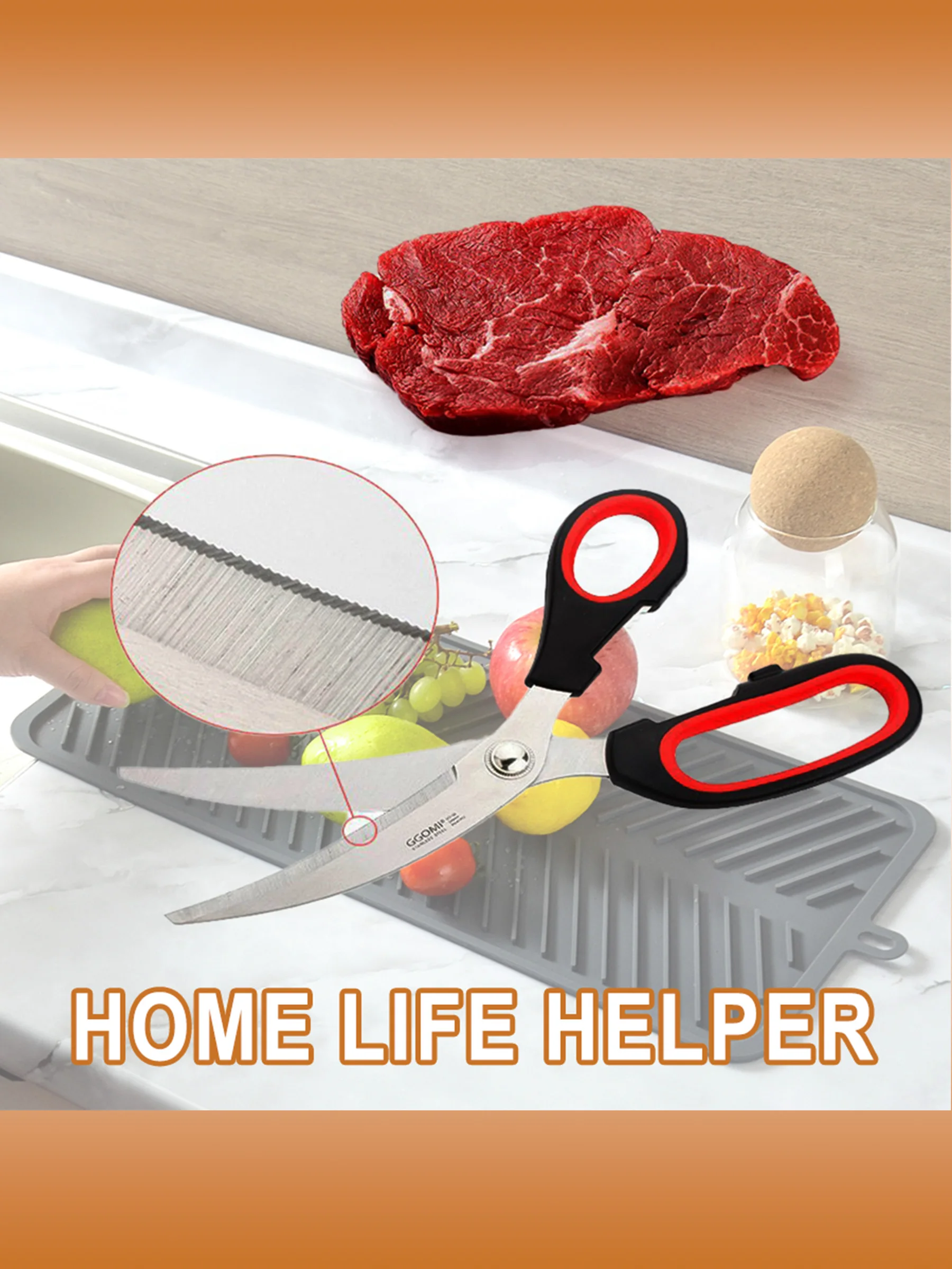 

Durable stainless steel kitchen scissors - Ergonomic design, suitable for poultry, fish and barbecue, food-grade safety, easy