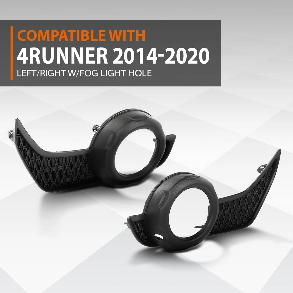 

2Pcs Fog Light Trim Set W/Fog Light Hole Fit for Toyota 4Runner 2014-2018 Left & Right 5212735100, 5212835080 Textured Black
