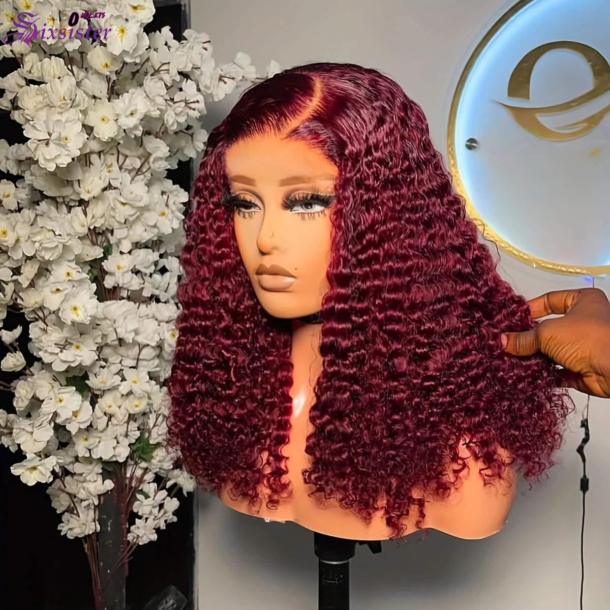 

# 99J Бордовый Короткий Парик Боб Глубокая Волна 13x4 Парик Фронта Шнурка 250% Плотность Вьющийся Волнистый Парик Боб 99J 100% Парик Шнурка Человеческих Волос Для Женщин