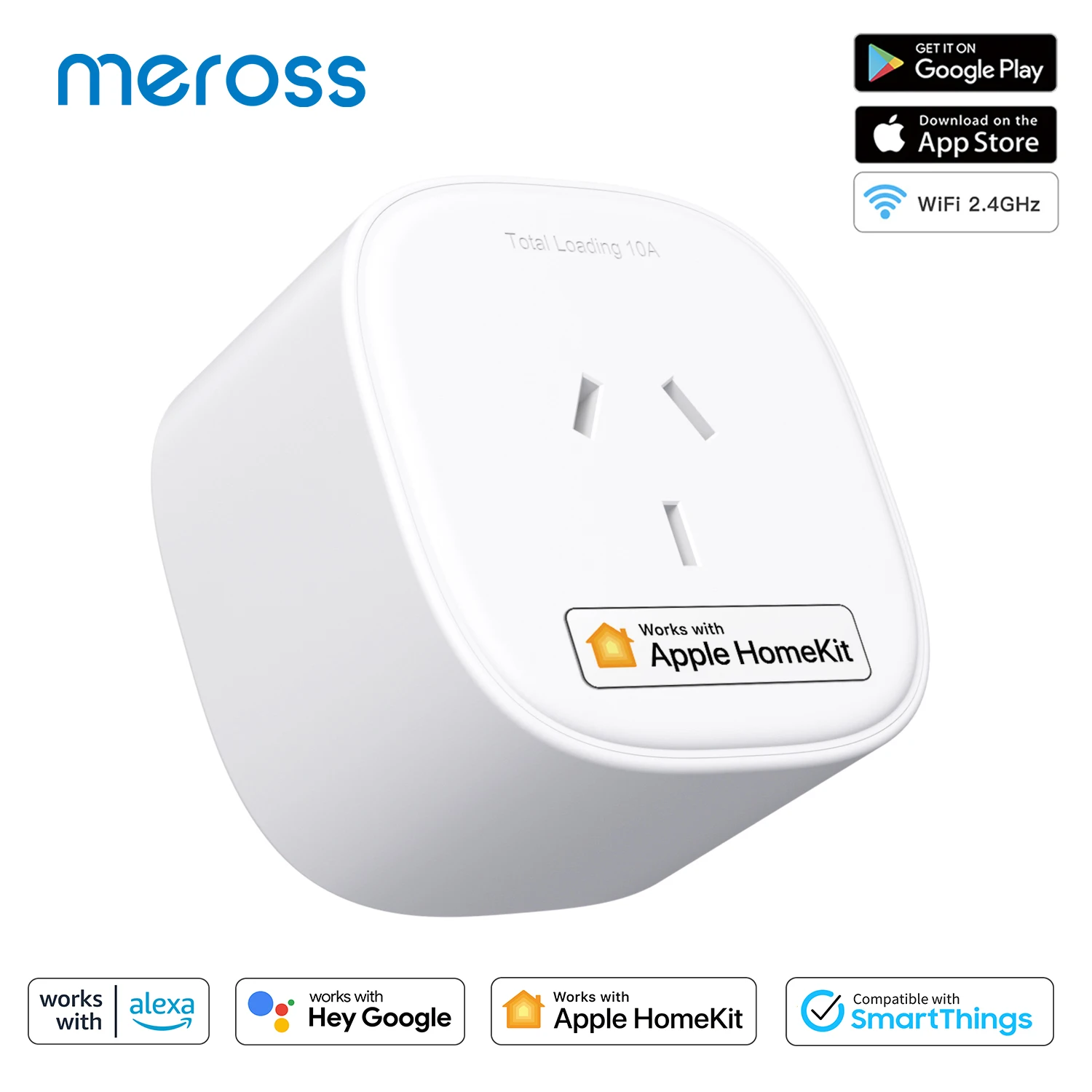 Meross HomeKit Smart Plug AU Plug WiFi Outlet with Timer Function Work with Apple HomeKit Siri Alexa Google Assistant