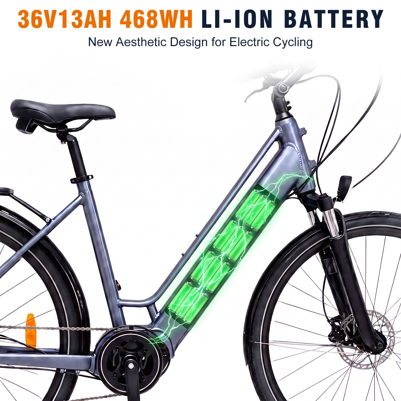 [ Zollfrei ] Varstrom 28" 700C E-Bike für Pendler, 120 km Reichweite, BAFANG M200 250W, 36V 13Ah 468Wh Akku, Geschwindigkeit 25 km/h, 8 Gänge, Scheibenbremsen E-Bike, Versand aus Polen – Detail 5