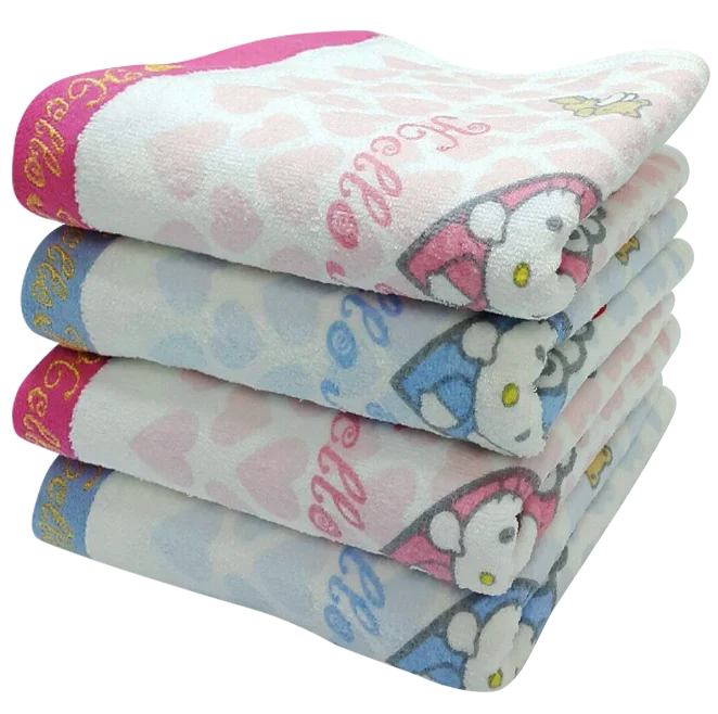 Pc.4/8 Hello Kitty Angel or Yat towel 38cm x 78cm pink blue cute character luxury wash towel