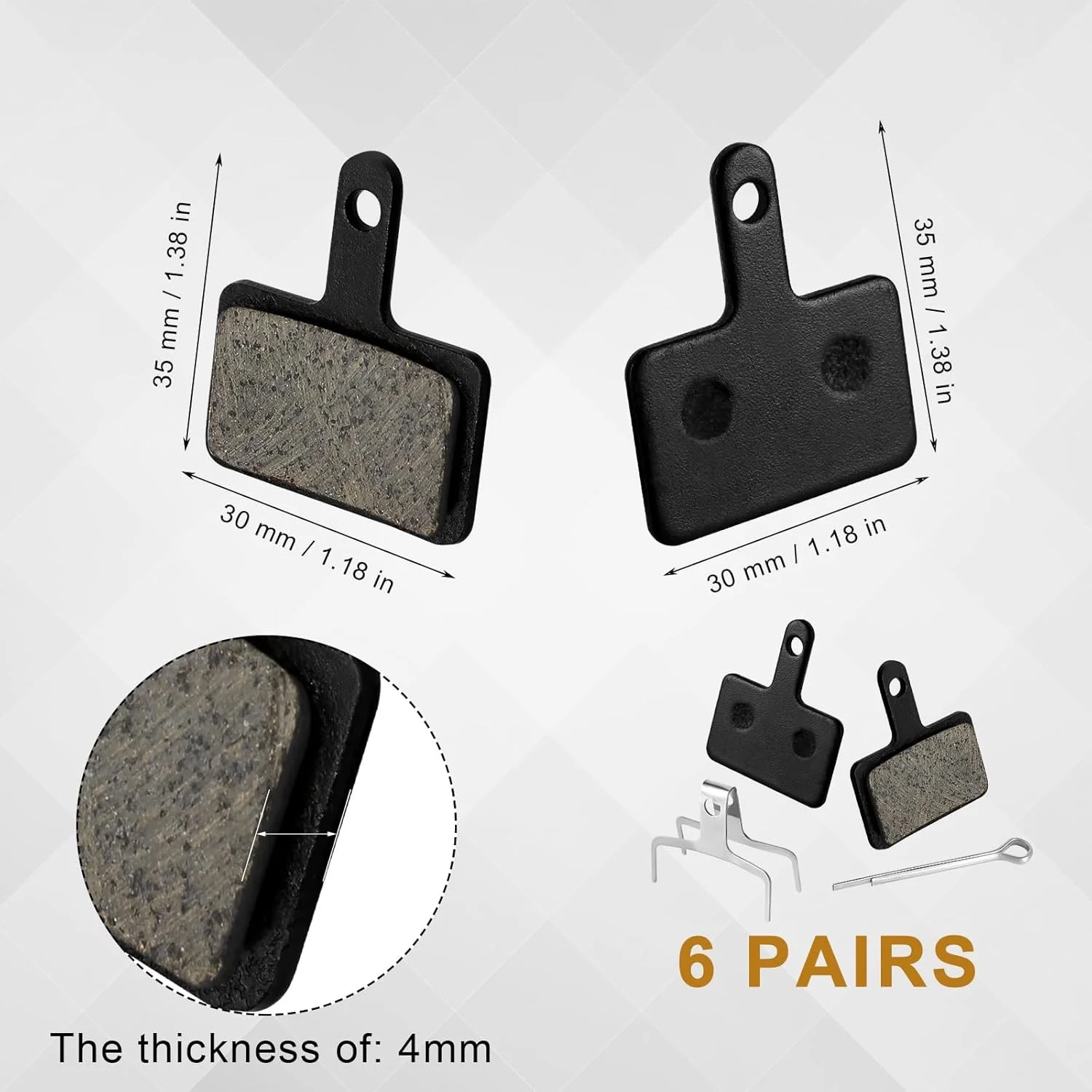 6 Pairs Bicycle Brake Pads, MTB Electric Bicycle Disc Brake Pads Semi Metal Resin for Tektro Shimano and Tektro M355 M315 M395 M475 B01s