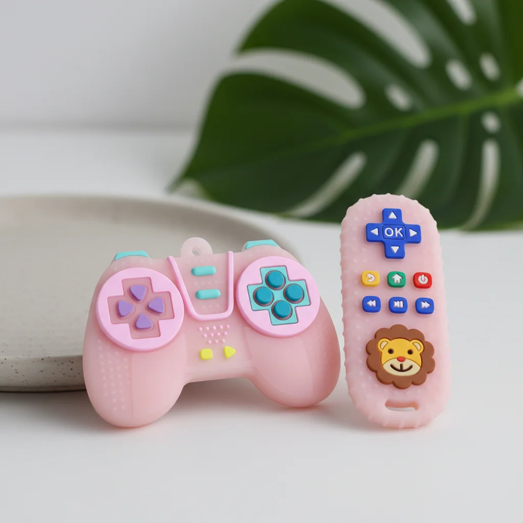 Baby Teether 2Pcs, Silicone Toy Controller and TV Remote for Babies Molar