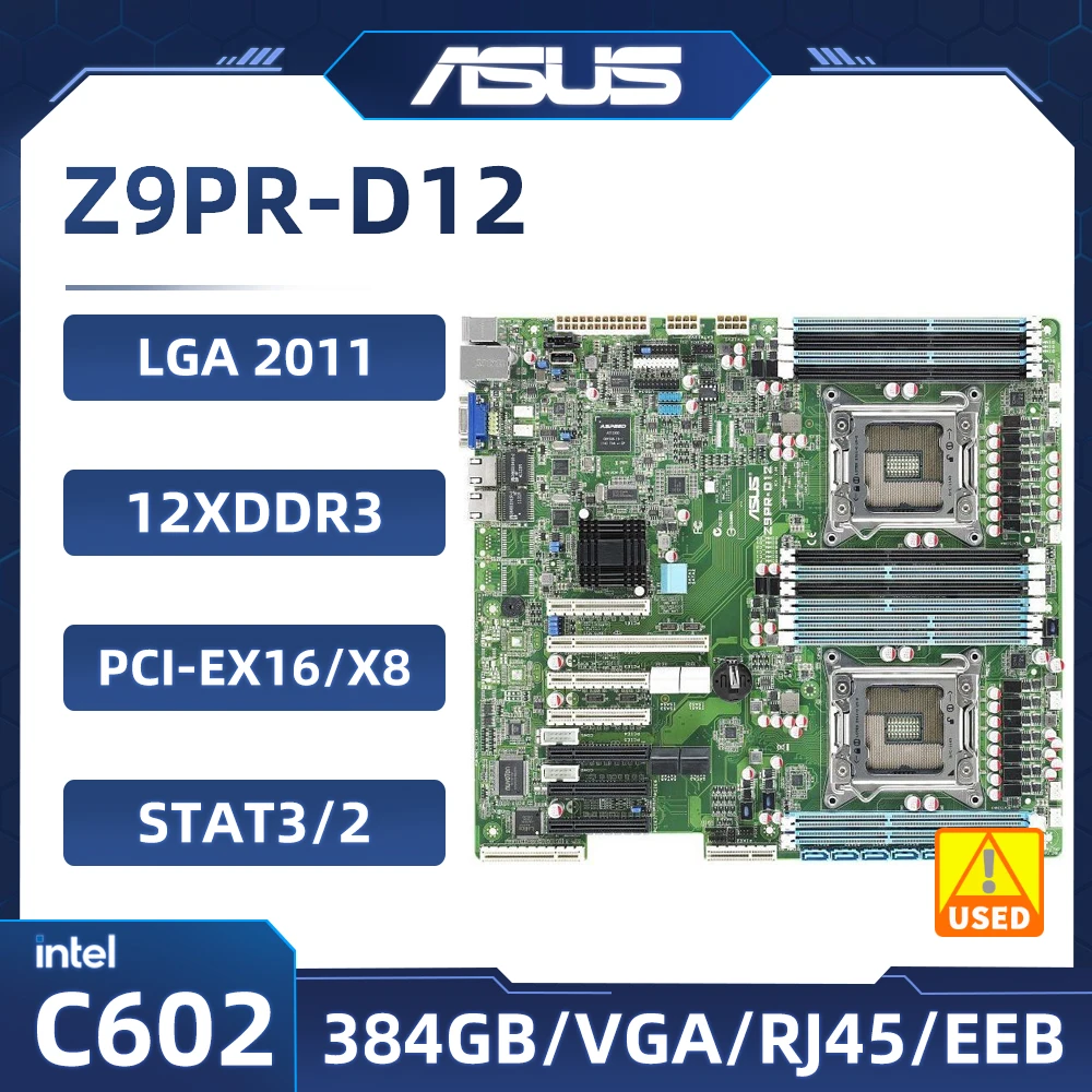 

ASUS Z9PR-D12 Motherboard LGA 2011 Intel C602 12×DDR3 384GB 5×PCI-E X16 6×USB3.0 Dual Gigabit LAN EEB VGA ATX