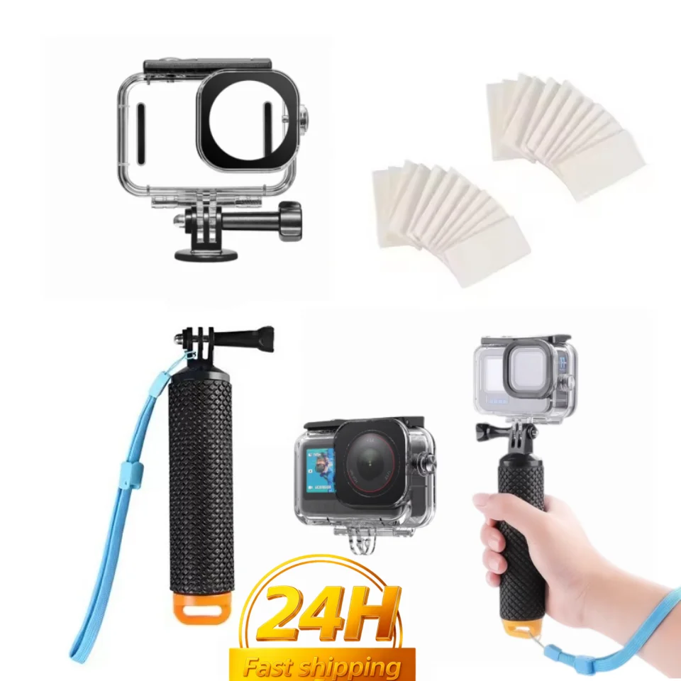 Waterproof Housing for Insta360 Ace Pro 2/Ace Pro Action Camera Accessories Diving Case Floating Hand Grip Anti-fog Sheet