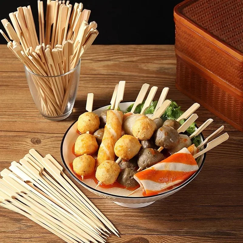 Brochettes de barbecue en bois, 100 pièces, garniture de Hamburger, bâtons de bambou, outils de cuisine pour Sandwich et fruits, boissons de fête, accessoires jetables