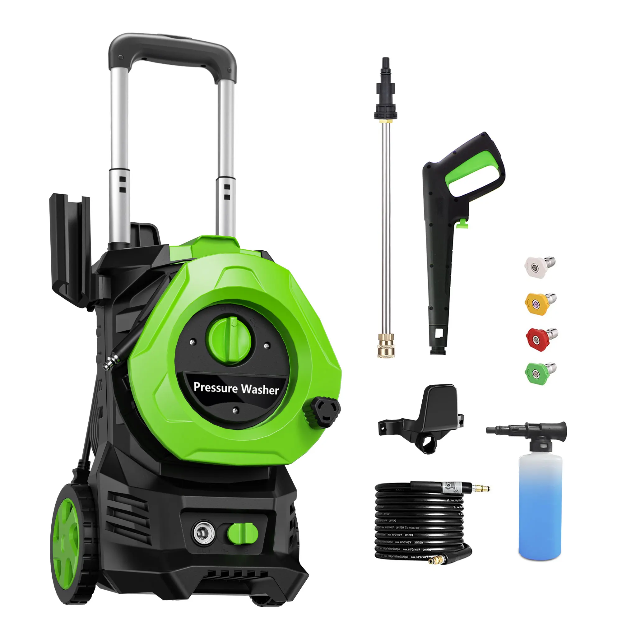 

Электрическая мойка высокого давления, мощная мойка мощностью 4800 фунтов на квадратный дюйм, максимальная мощность 3,2 галлона в минуту, со шлангом 25 футов, телескопическим стержнем из алюминиевого сплава, 4 сопла для быстрого подключения