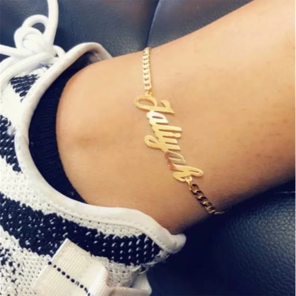Custom Name Anklet For Women Men Personalized Stainless Steel Nameplate For Women Creative Jewelry Gifts