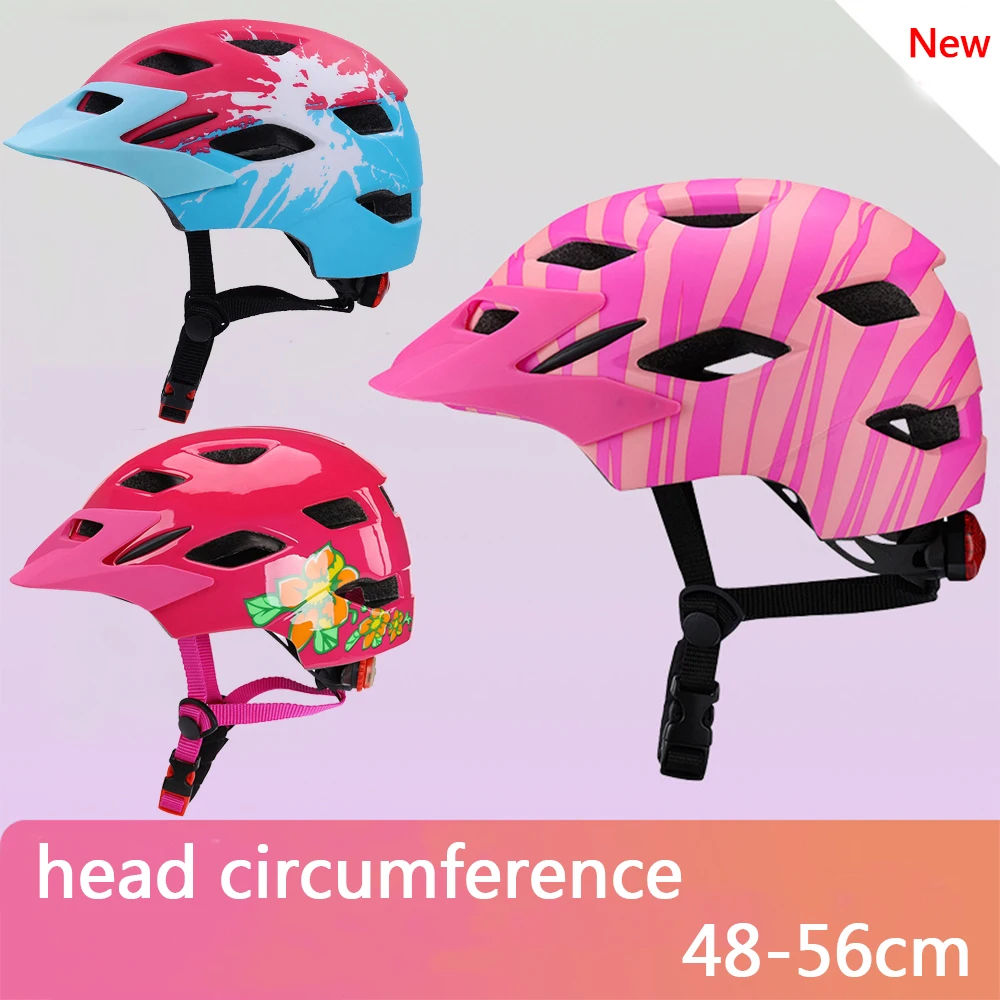 New Fashionable Kids Cycling Helmet Children Sports Safety Bicycle Helmet Scooter Balance Bike Helmet With Taillights 48-56cm