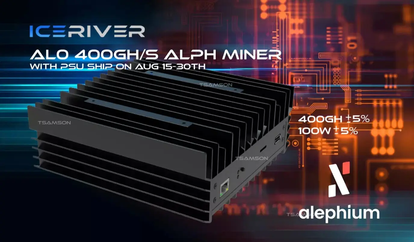 

Абсолютно Новый ICERIVER ALPH AL0 400GH/S 100 Вт Майнер с блоком питания