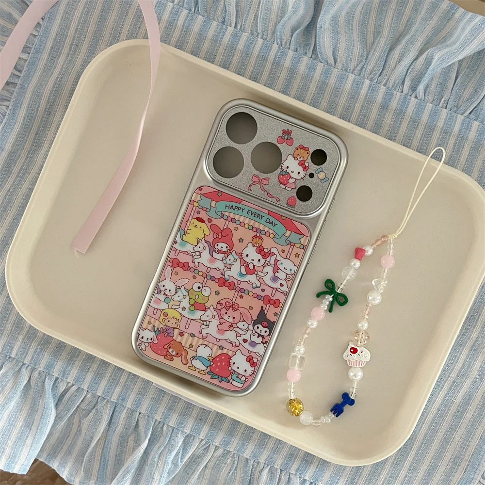 

New cute HelloKitty phone case with hanging accessories, suitable for iPhone 17 Promax, 13, 14, 15, 16 Pro all inclusive anti fa