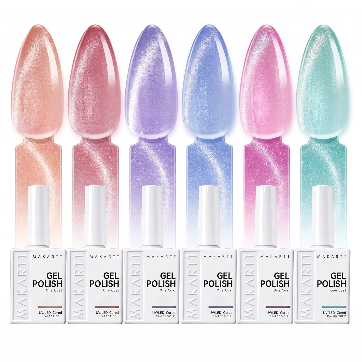 

Makartt Cat Eye Gel Polish 6 Colors Magnetic 15ML Holographic UV LED Soak Off Nail Art Kit Green Pink Blue Purple Gift for Women
