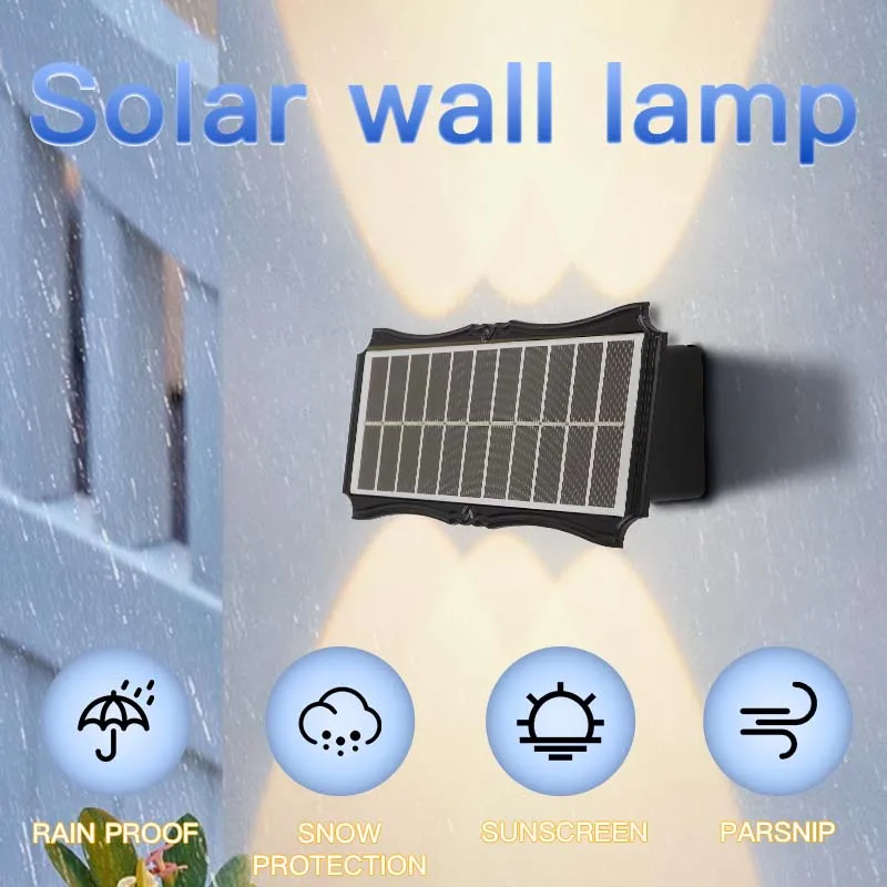 Salor Wall Lamp Waterproof Solar panels Outdoor 4W/6W Garden Light High Brightingness Up and Down for backyard Entrance Parking