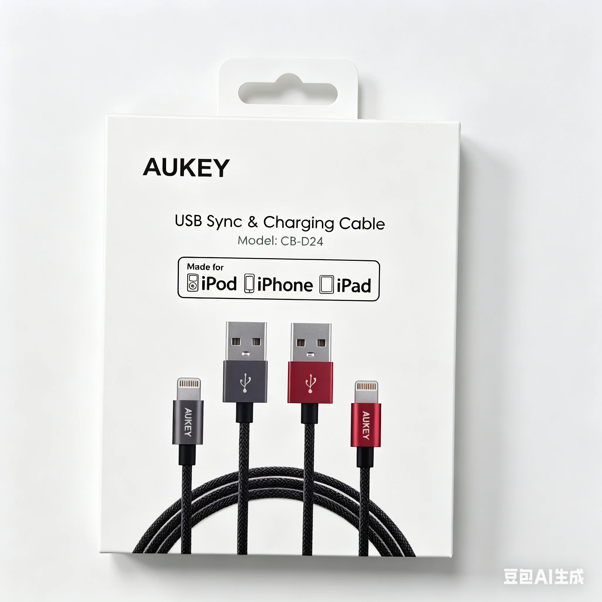 Cable USB Lightning AUKEY CB-D24, Carga y Sincronización, Trenzado Resistente, Compatible con iPhone/iPad/iPod