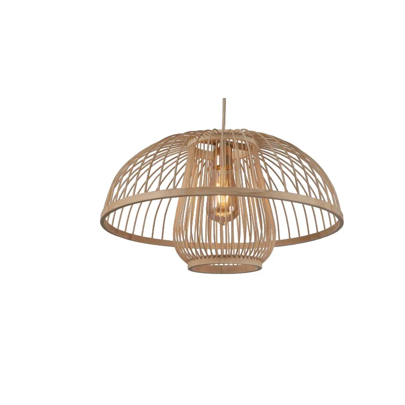 Lâmpada de bambu tecida por arte, suporte de lâmpada e27. 100cm, altura suspensa ajustável,