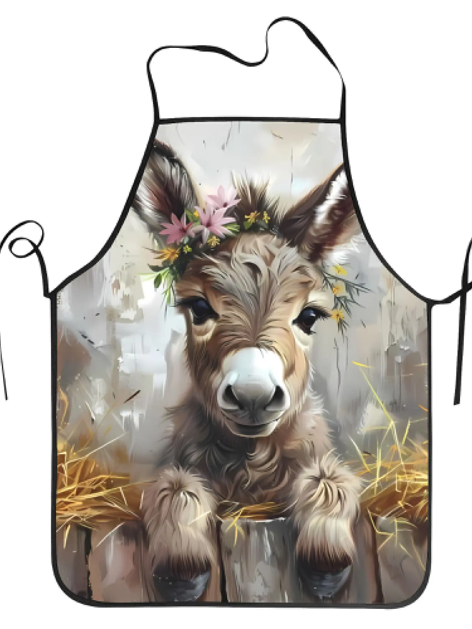 1 Piece Country-Style Animal Donkey Floral Watercolor Retro 