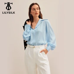 LILYSILK New Silk Partty camicetta per le donne 2022 femminile Peter Pan collare manica lunga scollo a V Top Elgant vestiti spedizione gratuita