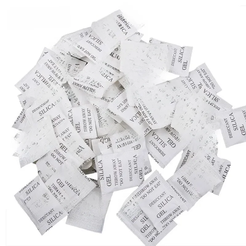 Sachets déshydratants en Gel de silice, 50/100 paquets, 1g 2g 3g 5g, sacs déshydratants, sacs déshumidificateurs Non toxiques, sacs d'agent de séchage