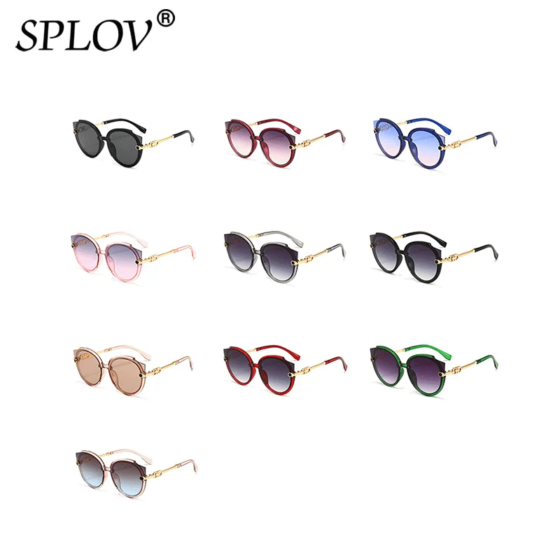 Fashion Round Sunglasses Women Luxury Brand Designer Cat Eye Sun Glasses Men Vintage Oversize Eyelasses Tea Blue Red UV400