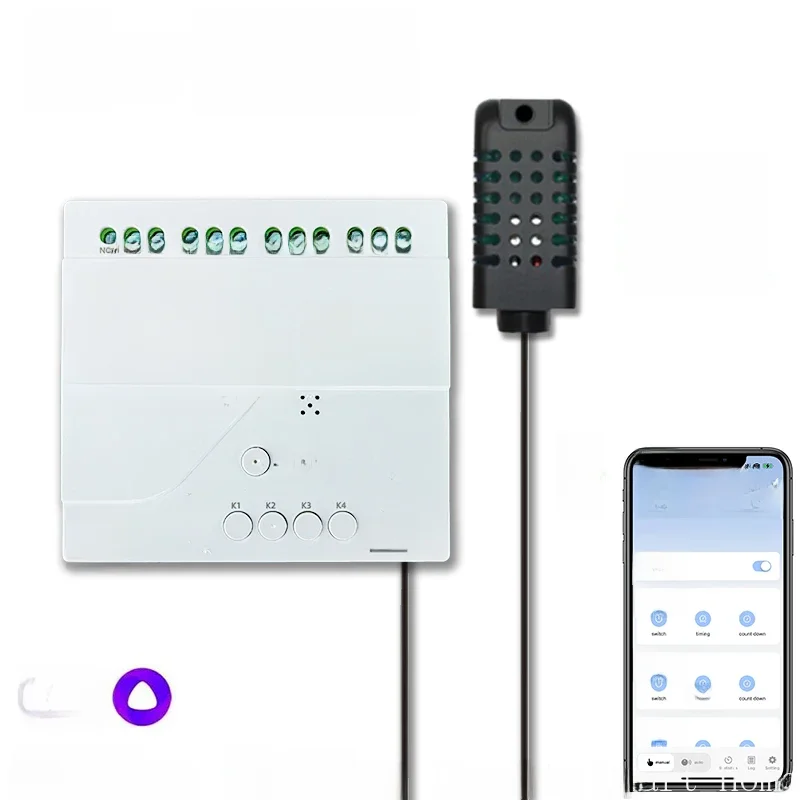 Tuya Smart 7-32V WiFi 4 kanałowy przekaźnik z czujnikiem temperatury i wilgotności pasywny przełącznik kontaktowy na sucho RF433 kompatybilny z Alexa Alice — zdjęcie 2