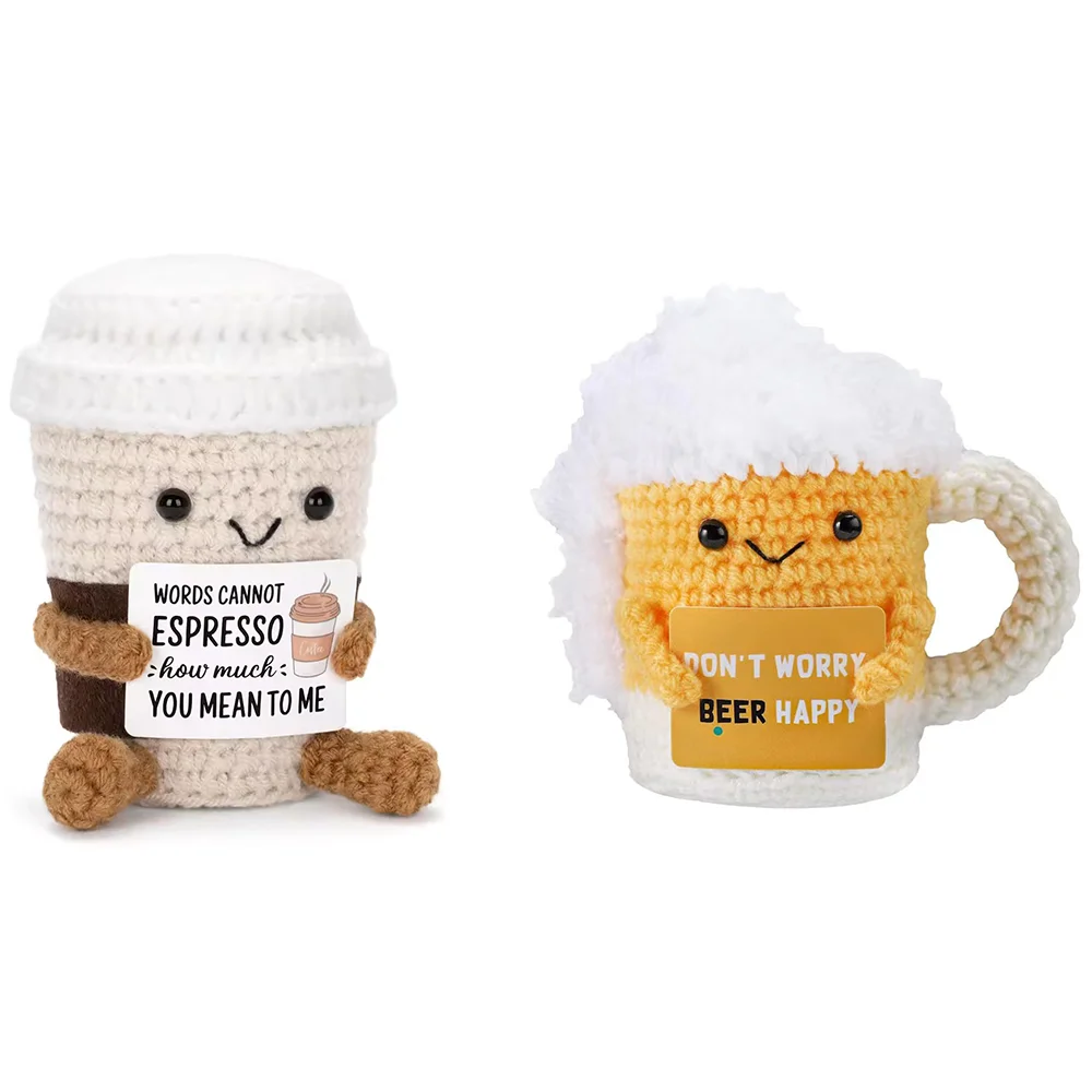

Emotional Support Crochet Animal Dolls Collectible Dolls Handmade Crochet Beer Dolls Cute Party Decor Positive Gifts for Friends