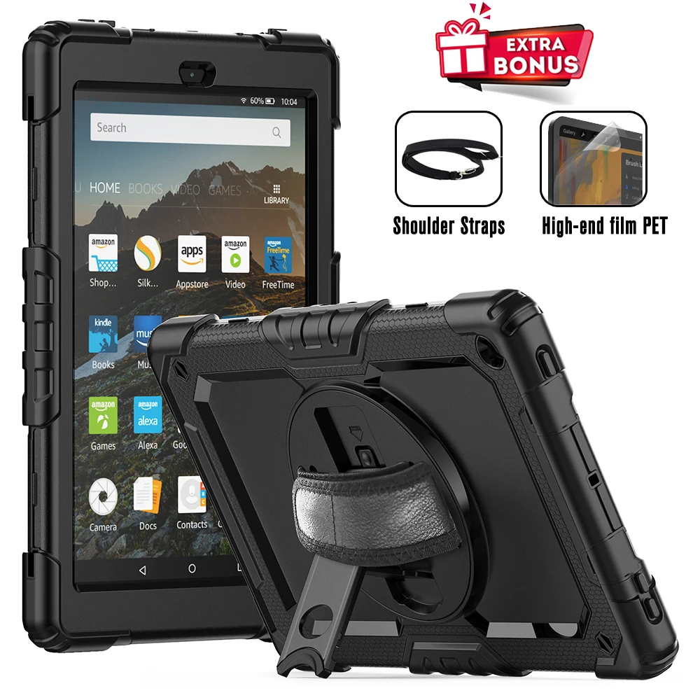 

Case For Kindle Fire HD 8plus 8.0 Fire HD 10 10.1 Kids Safe Silicon PC Hybrid Shockproof Stand Tablet Cover